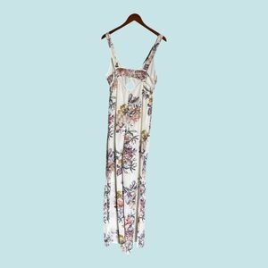 Ark & Co Floral Jumpsuit Women’s Medium M Ivory Pink Mauve Boho Wide Leg